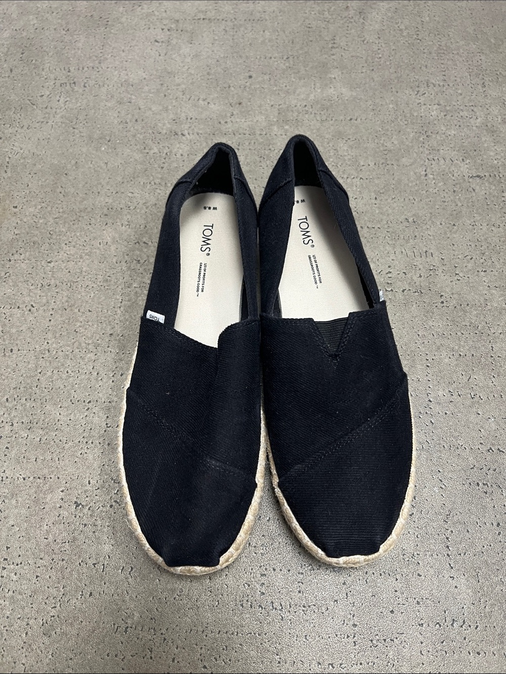 Toms Black Canvas Espadrille Flats